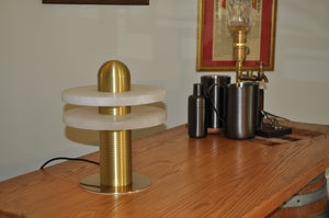 Table Lamp Brass/Stone Marble D